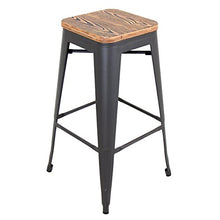 Load image into Gallery viewer, WOYBR Steel, Bamboo, Oregon Barstool, Set of 2, 17.75&quot;L x 17.75&quot;W x 30.25&quot;H, Dark Espresso/Antique
