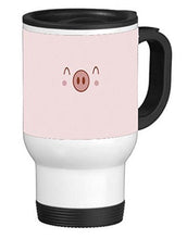 Load image into Gallery viewer, Adorable Pink Pig Nose Snout 14oz WHITE Stainless Travel Mug by Debbie&#39;s Designs
