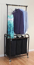 Load image into Gallery viewer, Oceanstar 3-Bag Rolling Adjustable Hanging Bar Laundry Sorter, Bronze

