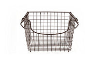 Spectrum Diversified Scoop Stackable Basket Vintage-Inspired Steel Wire Storage Bin, Pantry Storage & Closet Organizer, Modular Stacking System, Medium, Bronze