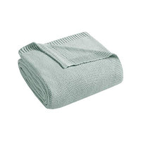 INK+IVY Bree Knit Luxury Knit Throw Aqua 50x60 Knit Premium Soft Cozy Acrylic For Bed, Couch or Sofa