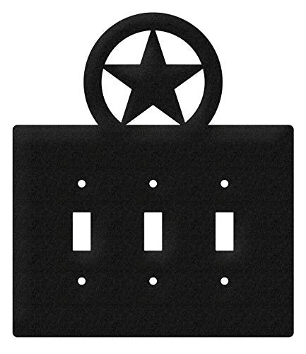 SWEN Products Lone Star Wall Plate Cover (Triple Switch, Black)