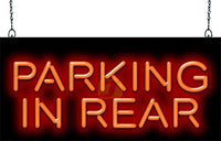 Parking in Rear Neon Sign