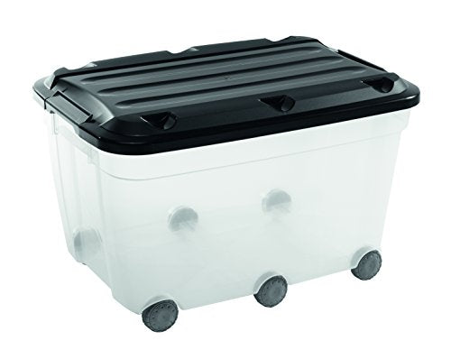Sundis 60 Litre Storage Box with Wheels for Bulky Items, Transparent