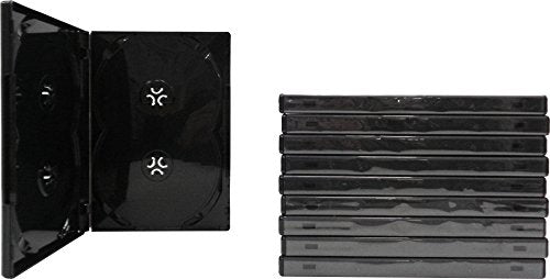 (10) Black Quad Overlap Style 14mm Premium DVD Cases - 4-Disc Capacity - DV4R14BKPR