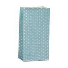 Load image into Gallery viewer, 3-5/8 X 2-1/4 X 7 Sky Blue Mini Polka Dot SOS Bags | Quantity: 2000 Gusset - 2 1/4&quot; Width 3 5/8&quot;
