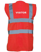 Load image into Gallery viewer, Visitor, Printed Hi-Vis Vest Waistcoat - Red/White M
