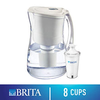 Brita Medium 8 Cup Water Filter Pitcher With 1 Standard Filter, Bpa Free â?? Marina, White