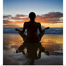 Load image into Gallery viewer, GREATBIGCANVAS Entitled Hawaii, Maui, Silhouette of Beautiful Girl Doing Yoga on The Beach Poster Print, 44&quot; x 60&quot;, Multicolor
