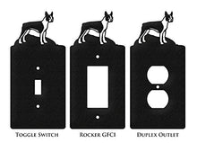 Load image into Gallery viewer, SWEN Products Boston Terrier Metal Wall Plate Cover (Single Rocker, Black)
