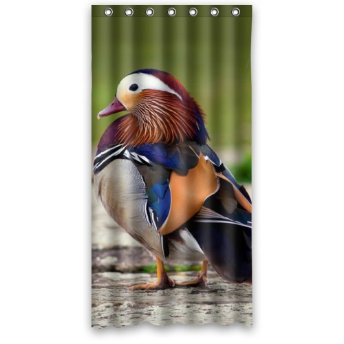 FUNNY KIDS' HOME Fashion Design Waterproof Polyester Fabric Bathroom Shower Curtain Standard Size 36(w) x72(h) with Shower Rings - Beautiful Feathers of The Mandarin Duck