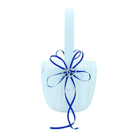 Abbie Home Royal Blue Wedding Flower Basket Ribbon Bowknot Double Heart Rhinestone Dcor Party Favor (Royal Blue Basket)