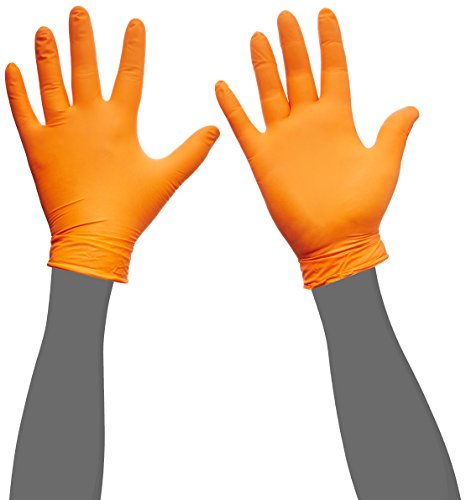 KBS Coatings OR-L Orange Large Lightning Nitrile Gloves, (Pack of 100)