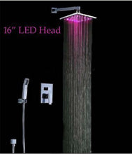 Load image into Gallery viewer, GOWE 16&quot; LED Rain Shower Head Faucet Valve Mixer Tap W/Hand Shower Wall Mounted Chrome Finish
