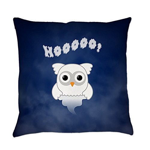 Truly Teague Burlap Suede or Woven Throw Pillow Spooky Little Ghost Owl in the Mist - Suede, 14 Inch