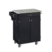 Load image into Gallery viewer, Home Styles Mobile Create-a-Cart Black Finish Two Door Cabinet Kitchen Cart with Salt and Pepper Granite Top, Adjustable Shelving
