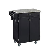 Home Styles Mobile Create-a-Cart Black Finish Two Door Cabinet Kitchen Cart with Salt and Pepper Granite Top, Adjustable Shelving