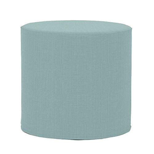 Howard Elliott No Tip Cylinder Ottoman With Cover, Sterling Breeze