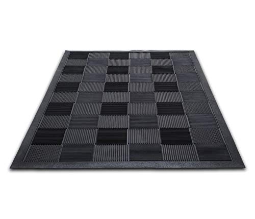 Parquet Wiper Scraper Outdoor Floor Mat, Rubber, 3x5 ft, Black, Removes Dirt and Handles Multi-direction Traffic