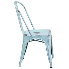 Load image into Gallery viewer, Flash Furniture Distressed Green-Blue Metal Indoor-Outdoor Stackable Chair
