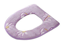 Black Temptation [Purple Flower] 2 Pcs Soft Velvet Toilet Seat Cover Mat Closestool Seat Cover