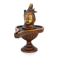 AapnoCraft Antique Indian Shivlinga Statue Shiva Head Sculpture Brass Mahadev Idols for Puja's Home & Office Decor Wedding Gift (6 Inch)