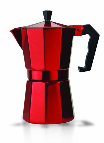 Primula Stovetop Espresso and Coffee Maker, Moka Pot for Classic Italian and Cuban Caf Brewing, Cafetera, Six Cup, Red
