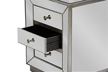 Load image into Gallery viewer, Baxton Studio Currin Contemporary Mirrored 3-Drawer Nightstand, Large
