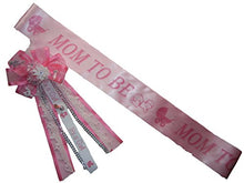 Load image into Gallery viewer, Pink Mom to Be Sash Baby Shower Ribbon. Pink Beautiful Corsage
