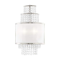 Livex Lighting 50782-91 Crystal Two Light Wall Sconce from Prescott Collection in Pwt, Nckl, B/S, Slvr. Finish, Brushed Nickel