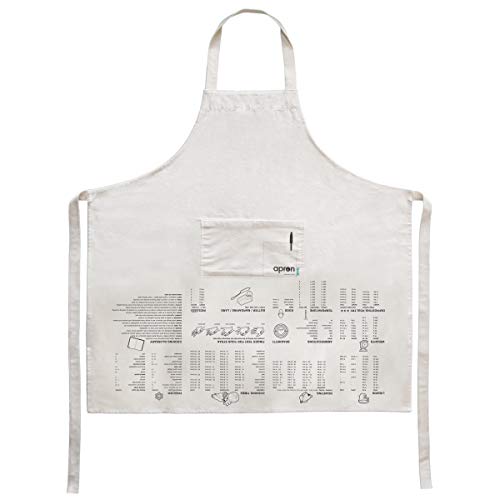 Suck UK | Cooking Guide Apron | Aprons For Women With Pockets | White Apron & Chef Apron | 100% Cotton Apron | Kitchen Accessories | Cooking Apron & Kitchen Apron | Cooking Gifts & Kitchen Gifts