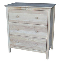 International Concepts Chest with 3 Drawers, Unfinished