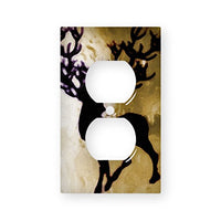 Deer Buck Antlers - AC Outlet Decor Wall Plate Cover Metal