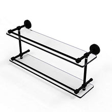 Load image into Gallery viewer, Allied Brass WP-2/22-GAL-BKM Wp 2 Gal Waverly Place Inch Double Gallery Rail Glass Shelf, 22 Inch, Matte Black
