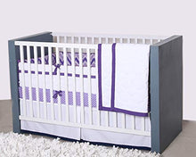 Load image into Gallery viewer, Bacati - Mix N Match White with Band at Bottom Crib Skirt (Purple)
