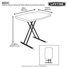 Load image into Gallery viewer, Lifetime 28241 Adjustable Folding Laptop Table TV Tray, 30 Inch, White Granite
