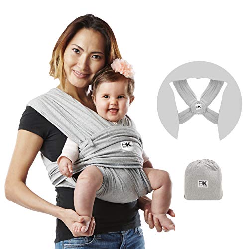 Baby K'tan Original Baby Wrap Carrier, Infant and Child Sling - Simple Pre-Wrapped Holder for Babywearing - No Tying or Rings - Carry Newborn up to 35 lbs, Heather Grey,Women 16-20 (Large), Men 43-46