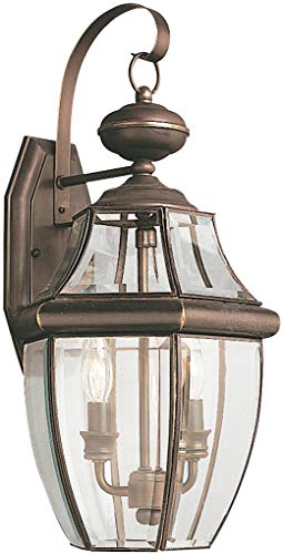 Sea Gull Lighting Generation 8039EN-71 Traditional Two Light Outdoor Wall Lantern from Seagull-Lancaster Collection in Brass Finish, Antique Bronze