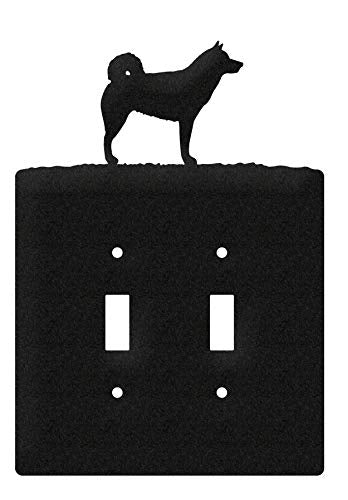SWEN Products Alaskan Malamute Metal Wall Plate Cover (Double Switch, Black)