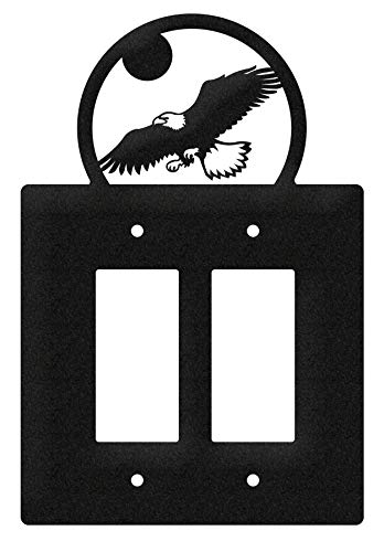 SWEN Products Eagle Wall Plate Cover (Double Rocker, Black)