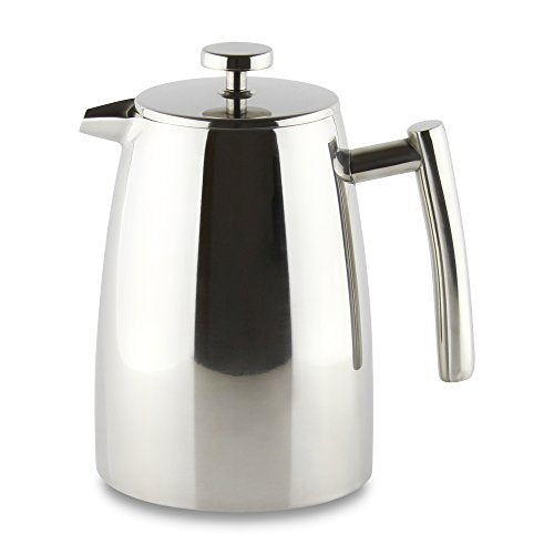 Grunwerg Cafe Ole Double Wall Insulated 8 Cup/35oz Stainless Steel French Coffee Press