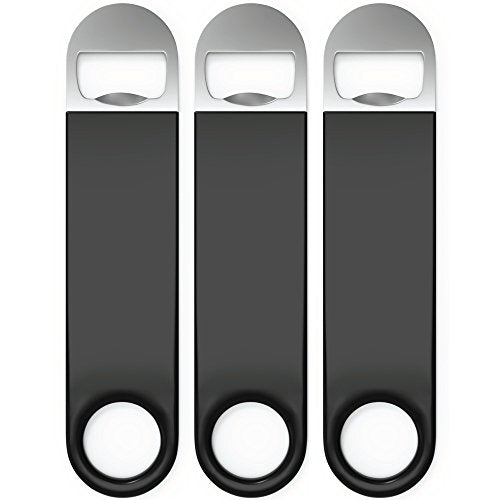 Axim USA Premium Cold One Bartender Bottle Openers, Beer Bottle Openers, Speed Openers 3 Pack. Professional Grade: Rubber Coated, Stainless Steel. 7 inch
