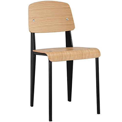 Modway Cabin Modern Wood and Metal Kitchen and Dining Room Chair in Natural Black