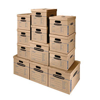 Bankers Box SmoothMove Classic Moving Kit Boxes, Tape-Free Assembly, Easy Carry Handles, 8 Small 4 Medium, 12 Pack (7716401)