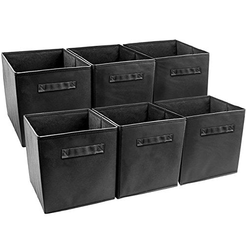 Sorbus Foldable Storage Cube Basket Bin (6 Pack, Black)