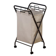 Load image into Gallery viewer, Household Essentials 7172 Rolling Laundry Hamper with Heavy-Duty Canvas Bag | Antique Bronze Frame
