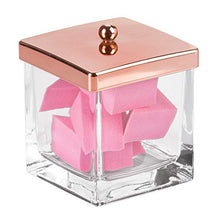 Load image into Gallery viewer, InterDesign Casilla Makeup and Cosmetic Storage Canister Container with Lid for Bathroom Vanity or Countertop  Clear/Rose Gold
