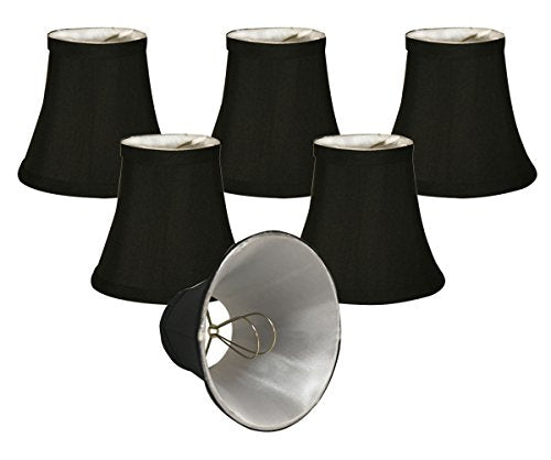 Royal Designs, Inc. Clip on Soft Bell Chandelier Lamp Shade Flame Clip Fitter, CSO-1024-5BLK/WH-6, 3 x 5 x 4.5, Black, 6 Pack