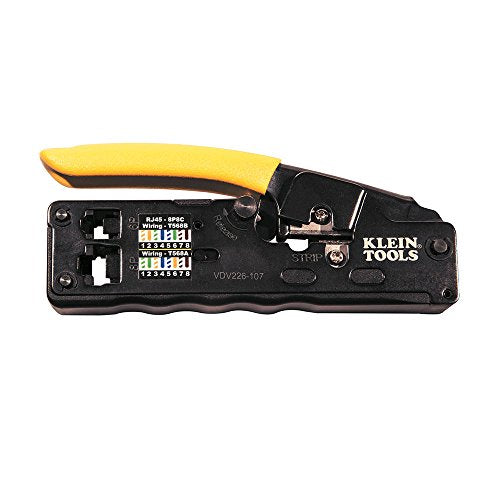 Klein Tools Vdv226 107 Compact Ratcheting Modular Data Cable Crimper / Wire Stripper / Wire Cutter,