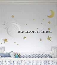 Load image into Gallery viewer, Once Upon a Time Story Book Quote Vinyl Wall Decal Removeable Baby Girl Nursery Fairy Tale Design Sticker (Silver, Golc, Black, 9x22 inches)
